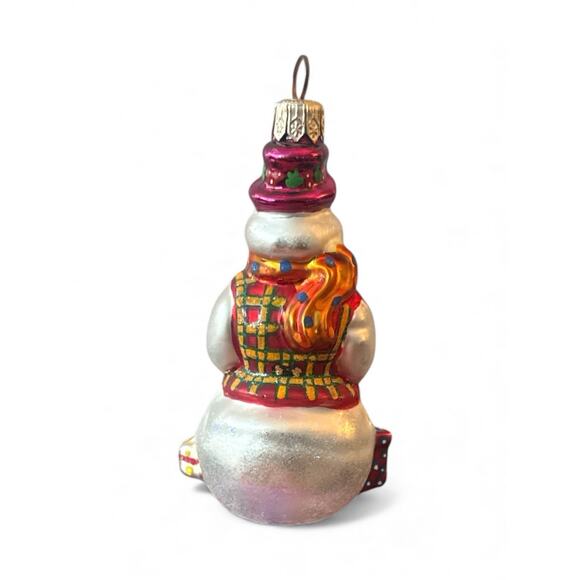 Christopher Radko Snowman W Presents Tree Pipe Gem Christmas Ornament 3.5” - Picture 3 of 6